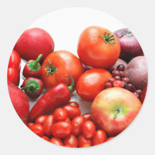 Rotes Obst und Gemüse Runder Aufkleber