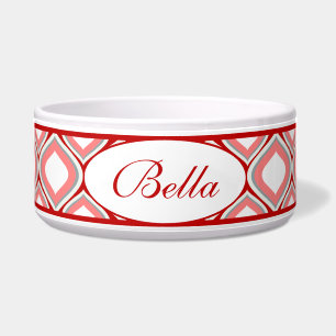 Rotes Ogee Personalisierte Keramik Dog Bowl Napf