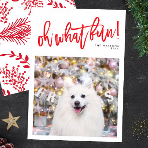Rotes Oh Was Für Ein Spaß Weihnachts-Foto-Karte Feiertagskarte