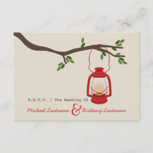 Rotes Öl Laterne Camping / Outdoor Wedding R.S.V.P RSVP Karte