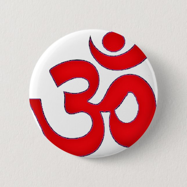 Rotes OM, OM, SANSKRIT, BESCHWÖRUNGSFORMEL, Button (Vorderseite)