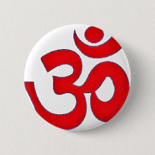 Rotes OM, OM, SANSKRIT, BESCHWÖRUNGSFORMEL, Button