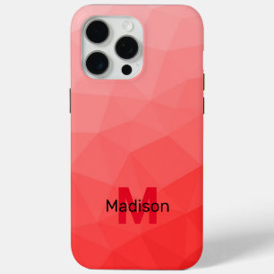 Rotes Ombre-Geometrie-Netzmuster Monogramm Case-Mate iPhone Hülle