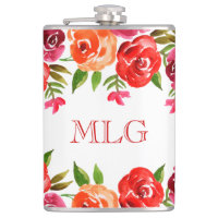 Rotes Orange Blume & Blätter Chic Girly