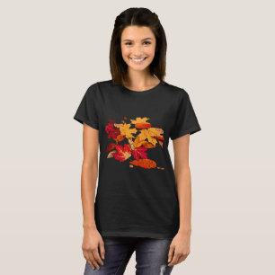 Rotes orange gelbes Brown-Herbst-Blätter T-Shirt