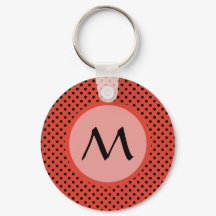 Rotes Orange Polka Dot Monogramm