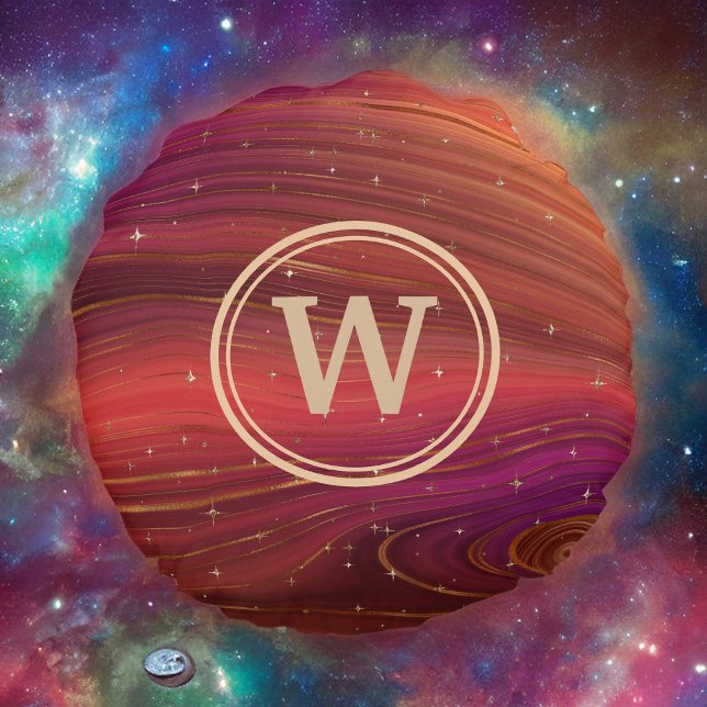 Rotes Orange und Lila Funkelnd Wirbel mit Initial Rundes Kissen (Von Creator hochgeladen)