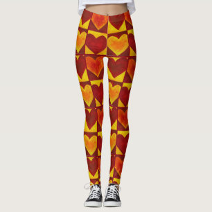 Rotes orangefarbenes Abstraktes Herz Kunst, Dichtu Leggings