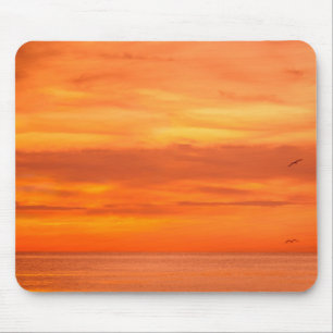 Rotes orangefarbenes Gelb Sonnenuntergang Elegante Mousepad
