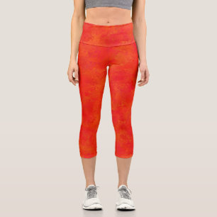 Rotes oranges abstraktes Muster Capri Leggings