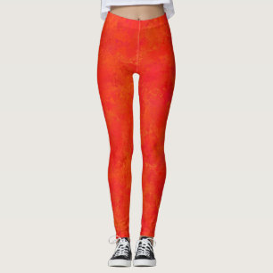 Rotes Oranges Abstraktes Muster Leggings