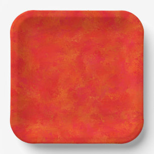 Rotes oranges abstraktes Muster Pappteller