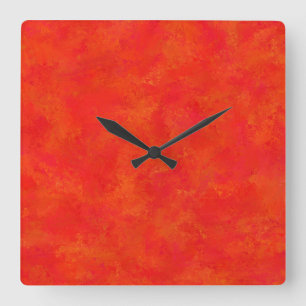 Rotes Oranges Abstraktes Muster Quadratische Wanduhr