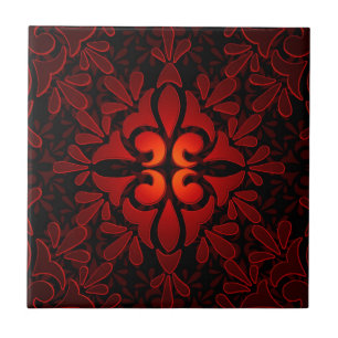 Rotes Oranges Schwarzes Modernes Geometrisches Des Fliese