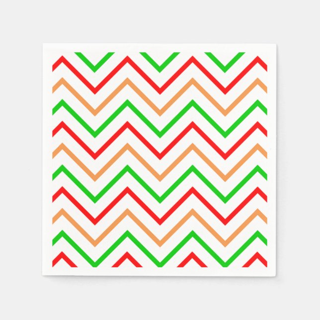 Rotes, oranges und grünes Chevron-Muster Serviette (Vorderseite)