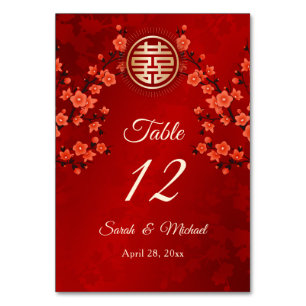 Rotes Orientalisches Blumenmuster   Chinesische Ho Tischnummer