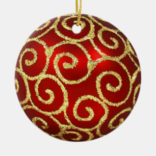 Rotes Ornament mit Gold-Wirbel