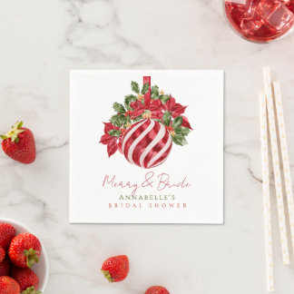 Rotes Ornamente Weihnachten Merry & Bride Brautpar Serviette