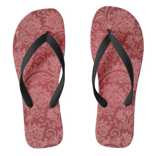 Rotes Paisley-Damask-Designer-Blumen-Vintage-Klass Flip Flops