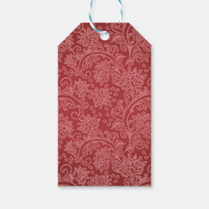 Rotes Paisley-Damask-Designer-Blumen-Vintage-Klass Geschenkanhänger
