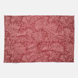 Rotes Paisley-Damask-Designer-Blumen-Vintage-Klass Geschirrtuch