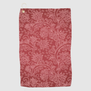 Rotes Paisley-Damask-Designer-Blumen-Vintage-Klass Golfhandtuch