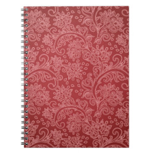 Rotes Paisley-Damask-Designer-Blumen-Vintage-Klass Notizblock