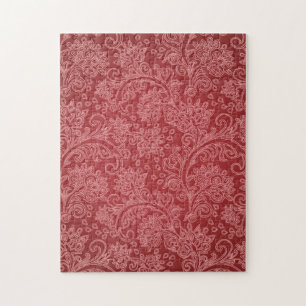 Rotes Paisley-Damask-Designer-Blumen-Vintage-Klass Puzzle
