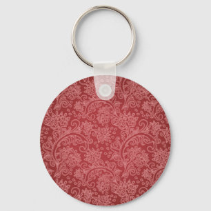 Rotes Paisley-Damask-Designer-Blumen-Vintage-Klass Schlüsselanhänger