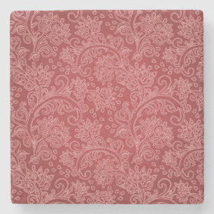Rotes Paisley-Damask-Designer-Blumen-Vintage-Klass Steinuntersetzer