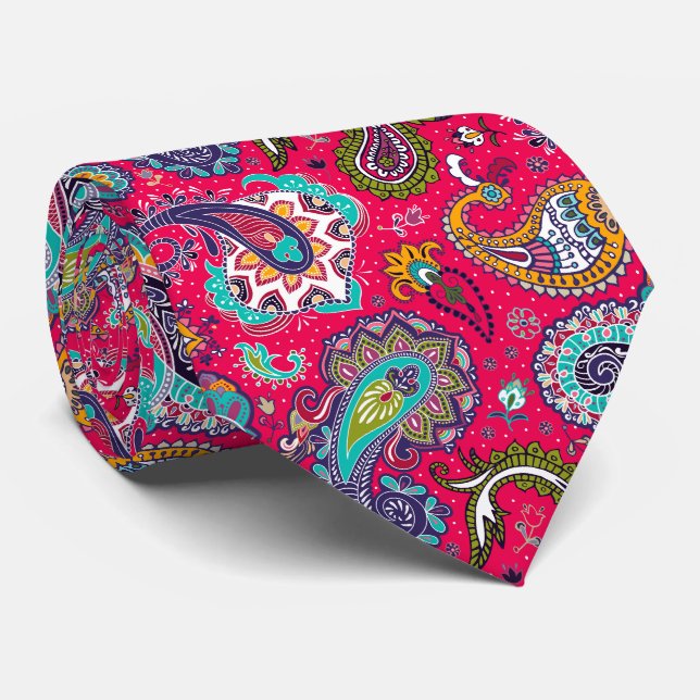 Rotes Paisley Krawatte (Gerollt)