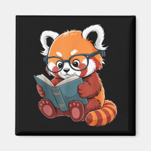Rotes Panda beim Lesen von Büchern süßes Tier Magnet