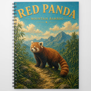 Rotes Panda-Bergbambus-Aquarell-GeoSaga Notizblock