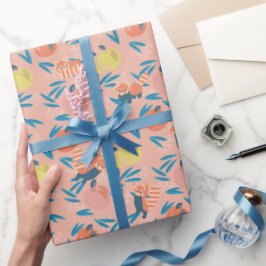 Rotes Panda Koralle Pink Apple Muster Umschlagpapi Geschenkpapier