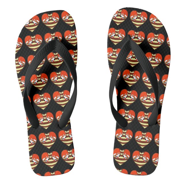 Rotes Panda-Liebe Flip Flops (Fußbett)