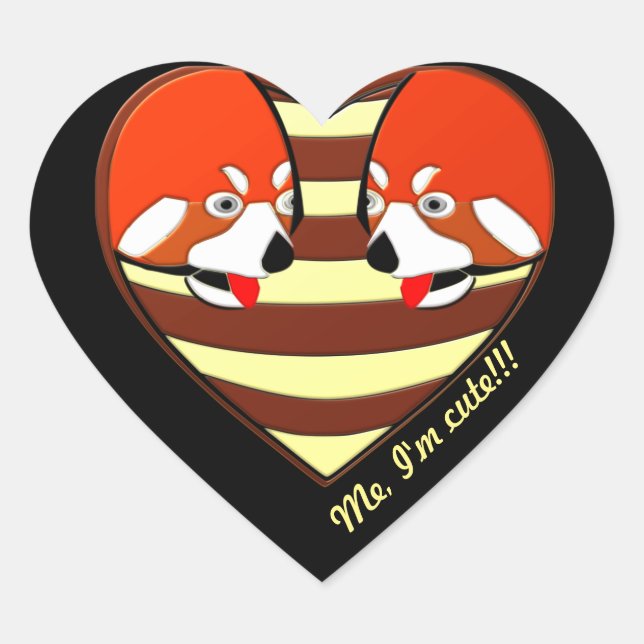 Rotes Panda-Liebe Herz-Aufkleber (Vorderseite)