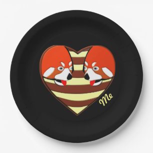 Rotes Panda-Liebe Pappteller