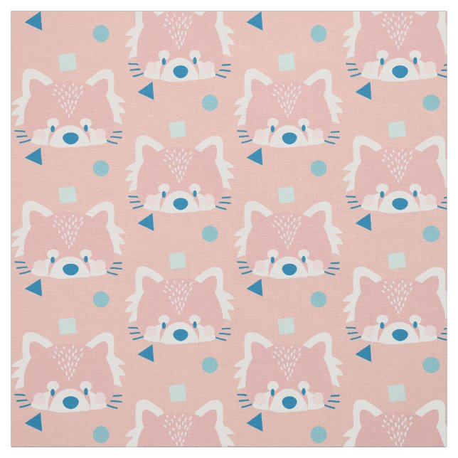 Rotes Panda Muster Modernes Rosa Stoff (Muster)