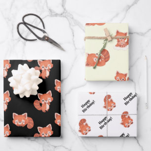 Rotes Panda-Packpapier Geschenkpapier Set