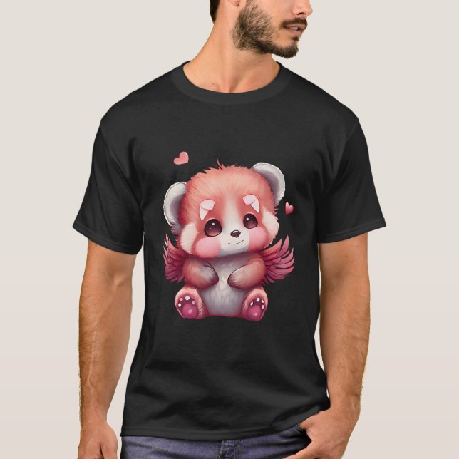 Rotes Panda-Tier mit Flügeln T-Shirt (Vorderseite)