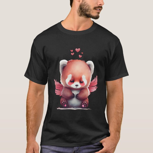 Rotes Panda-Tier mit Flügeln T-Shirt (Vorderseite)