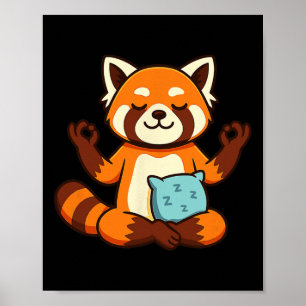 Rotes Panda Yoga Zen Meditation Design Poster