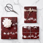 Rotes Papier für Schlitten und Rentier<br><div class="desc">Lassen Sie sich mit einem schlichten und eleganten Rotweih- und Rentierpapier verwöhnen. Im Rahmen des Papierdesigns findet sich der Schlitten des Weihnachtsmanns,  der mit heiligen Beeren geschmückt und von seinem Rentier vor einem roten Hintergrund mit fallenden Schneeflocken gezogen wird. Mit diesem Design sind auch zusätzliche Geschenk- und Urlaubsartikel erhältlich.</div>