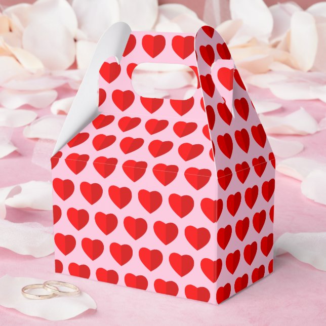 Rotes Papier Herz Muster rosa Geschenkschachtel (Hochzeit)