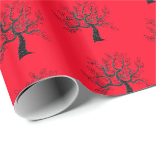 Rotes Papier mit Bäumen - Farbe auswählen Geschenkpapier