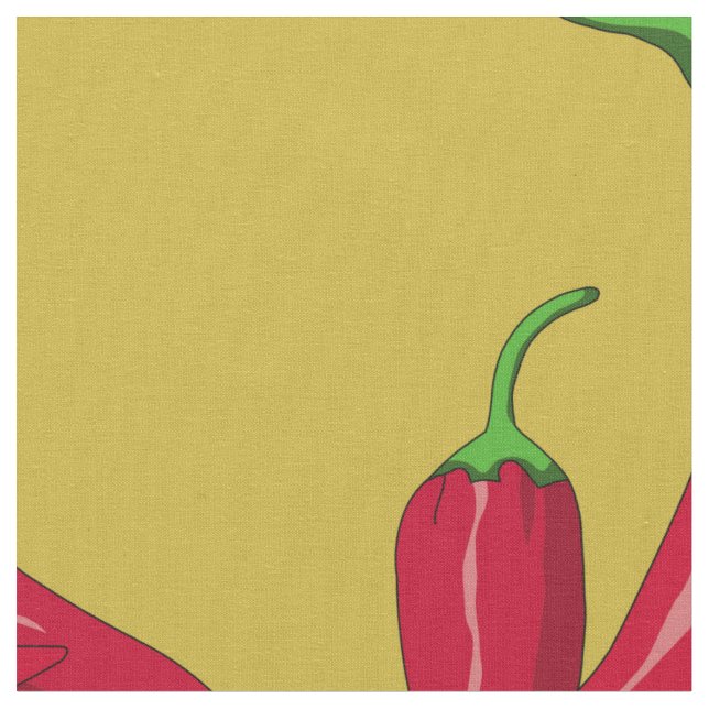 Rotes Paprikaschotenmuster, Chilipfeffer auf Stoff (Nahaufnahme)
