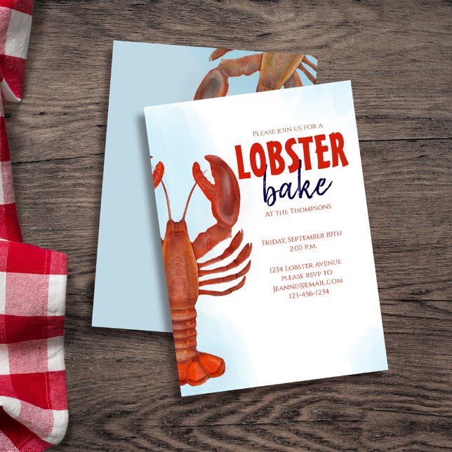Rotes Party Einladung (Lobster bake custom invitations. )