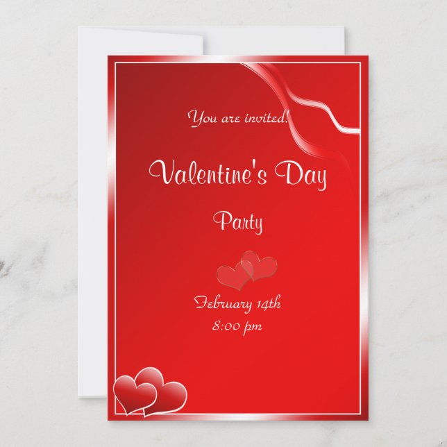 Rotes Party Herz Valentines Tages Einladung (Vorderseite)