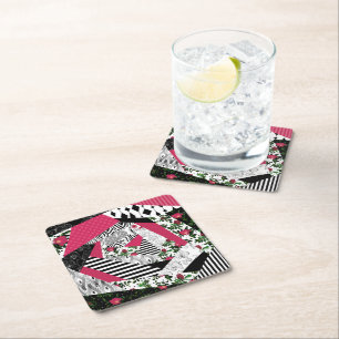 Rotes Patchwork, beliebt, Patchwork-Kissen Rechteckiger Pappuntersetzer