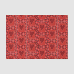 Rotes Patchwork gesteppte Herz-mit Monogramm Seidenpapier